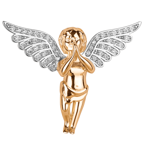 Золотой подвес с фианитами в желтом золоте "Ангелочек" 039111 детальное изображение ювелирного изделия Золотые кулоны с фианитом Золотой подвес с фианитами в желтом золоте "Ангелочек" 039111 детальное изображение ювелирного изделия Золотые кулоны с фианитом