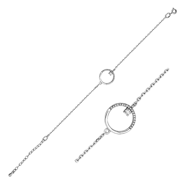 Браслет серебряный Круг с фианитами 036880 детальное изображение ювелирного изделия Серебряные браслеты Браслет серебряный Круг с фианитами 036880 детальное изображение ювелирного изделия Серебряные браслеты