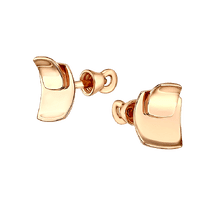 обзорное фото Зеркальные золотые серьги-пусеты Канны 033249  Золотые серьги без вставок