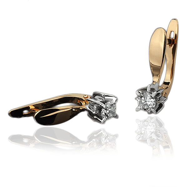 Серьги из красного золота с бриллиантами 023142 детальное изображение ювелирного изделия Золотые серьги с бриллиантами