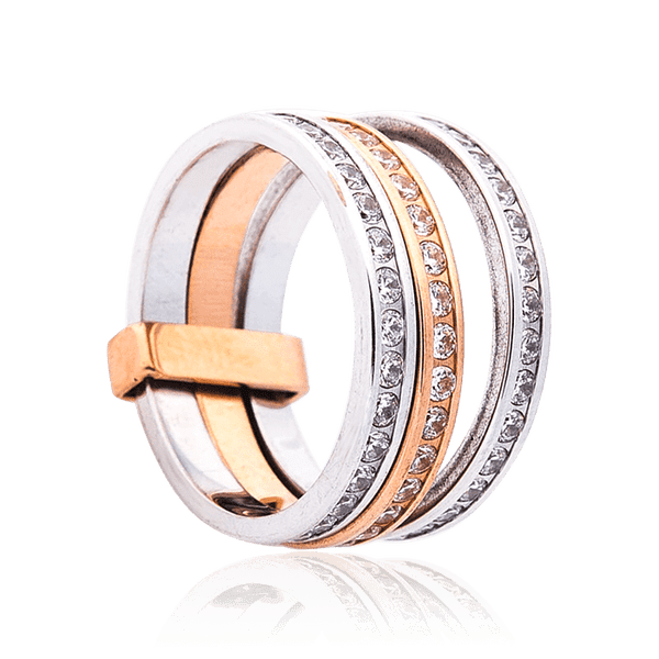 тройное кольцо из золота с фианитами тройное кольцо из золота с фианитами