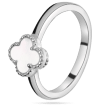 обзорное фото Женское серебряное кольцо с перламутром Клевер 925 пробы 039382  Серебряные кольца со вставками