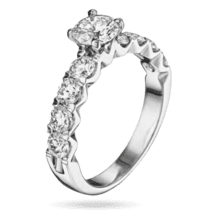 обзорное фото Помолвочное кольцо в белом золоте 585 пробы с бриллиантами 039843  Золотые кольца с бриллиантами