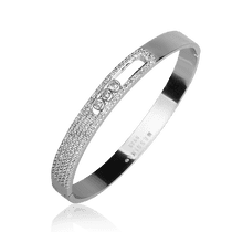 обзорное фото Серебряный браслет жесткий с фианитами 027310 Серебряные женские браслеты обзорное фото Серебряный браслет жесткий с фианитами 027310  Серебряные женские браслеты