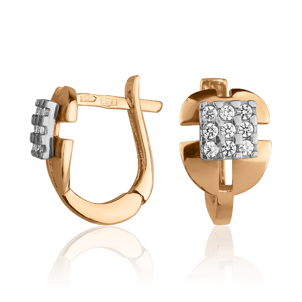 Золоті сережки з цирконієм 1058 детальне зображення ювелірного виробу