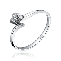 обзорное фото Золотое кольцо для помолвки Цветок с бриллиантом 030961  Золотые кольца