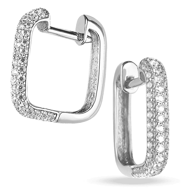 Серьги в белом золоте с фианитами 038885  детальное изображение ювелирного изделия Золотые серьги с фианитом Серьги в белом золоте с фианитами 038885  детальное изображение ювелирного изделия Золотые серьги с фианитом