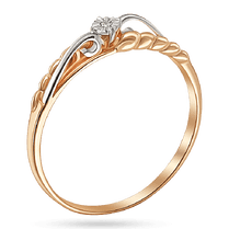 обзорное фото Помолвочное кольцо с узорами из красного и белого золота и бриллиантом 039829 Золотые кольца с бриллиантами обзорное фото Помолвочное кольцо с узорами из красного и белого золота и бриллиантом 039829  Золотые кольца с бриллиантами