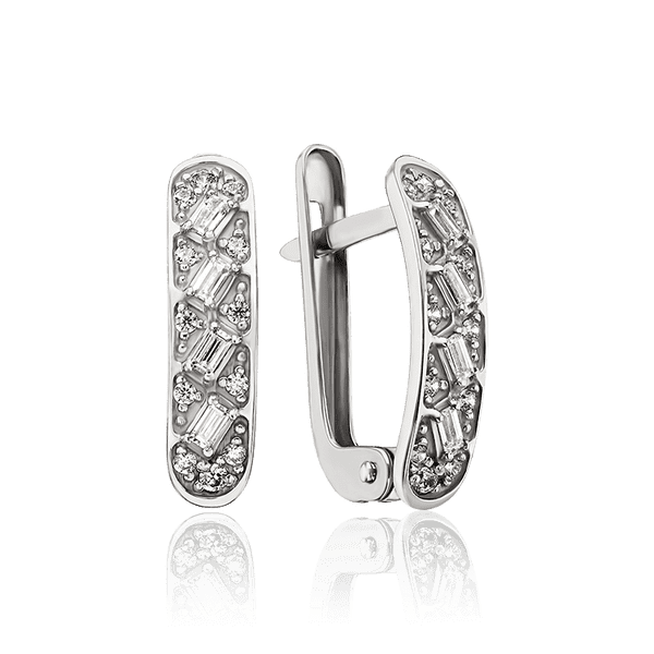 Блестящие серьги из белого золота с фианитами 034723 детальное изображение ювелирного изделия Золотые серьги Блестящие серьги из белого золота с фианитами 034723 детальное изображение ювелирного изделия Золотые серьги