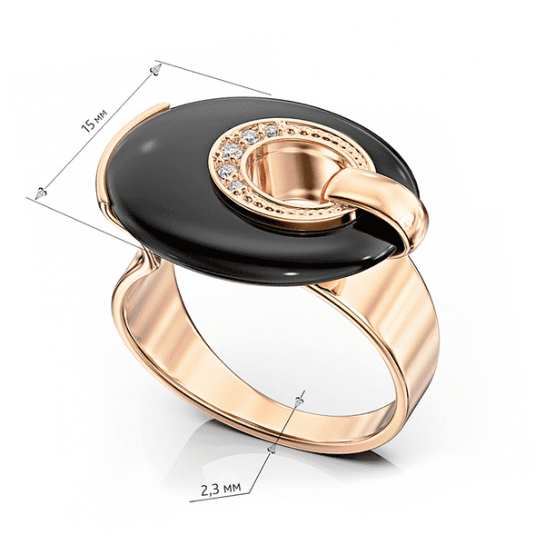 Женское кольцо из золота с чорным агатом и фианитами Лорен купить Женское кольцо из золота с чорным агатом и фианитами Лорен купить