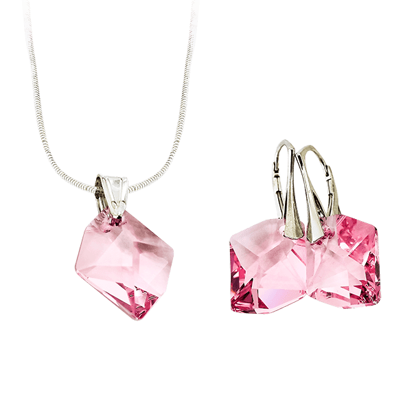 Серебряное колье Розовый опал с Кристаллами Сваровски 025325 Серебряное колье Розовый опал с Кристаллами Сваровски 025325