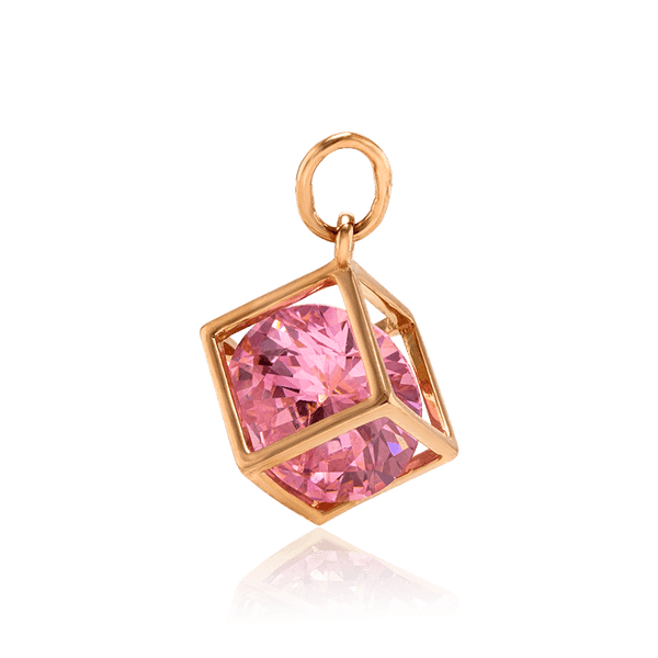 Золотой кулон Кубик с розовым фианитом 035656 детальное изображение ювелирного изделия Золотые подвески Золотой кулон Кубик с розовым фианитом 035656 детальное изображение ювелирного изделия Золотые подвески