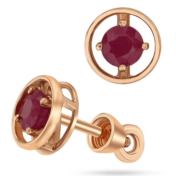 Серьги пусеты с рубином 036937 детальное изображение ювелирного изделия Золотые серьги Серьги пусеты с рубином 036937 детальное изображение ювелирного изделия Золотые серьги