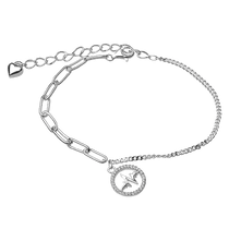 обзорное фото Серебряный браслет на руку из двух разных цепочек и подвеской из фианитов 039736 Серебряные женские браслеты обзорное фото Серебряный браслет на руку из двух разных цепочек и подвеской из фианитов 039736  Серебряные женские браслеты