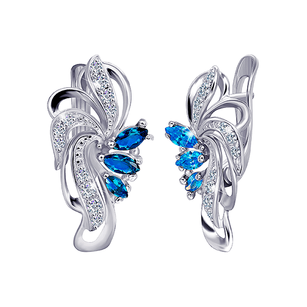 Серебряные серьги с фианитом 025604 детальное изображение ювелирного изделия Серебряные серьги с камнями Серебряные серьги с фианитом 025604 детальное изображение ювелирного изделия Серебряные серьги с камнями