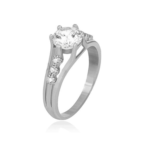 Родированное серебряное кольцо с фианитами 031206 детальное изображение ювелирного изделия Серебряные кольца со вставками Родированное серебряное кольцо с фианитами 031206 детальное изображение ювелирного изделия Серебряные кольца со вставками