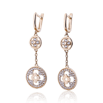 обзорное фото Серьги из желтого золота с фианитами 029245 Золотые серьги с фианитом обзорное фото Серьги из желтого золота с фианитами 029245  Золотые серьги с фианитом