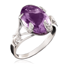 обзорное фото Серебряное кольцо с аметистом 023218  Серебряные кольца со вставками