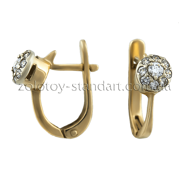 Золотые серьги с цирконием 102247 детальное изображение ювелирного изделия Золотые серьги с фианитом