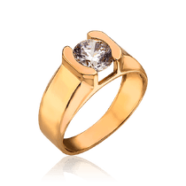 обзорное фото Золотое кольцо-солитер для помолвки с фианитом 034124 Золотые кольца обзорное фото Золотое кольцо-солитер для помолвки с фианитом 034124  Золотые кольца