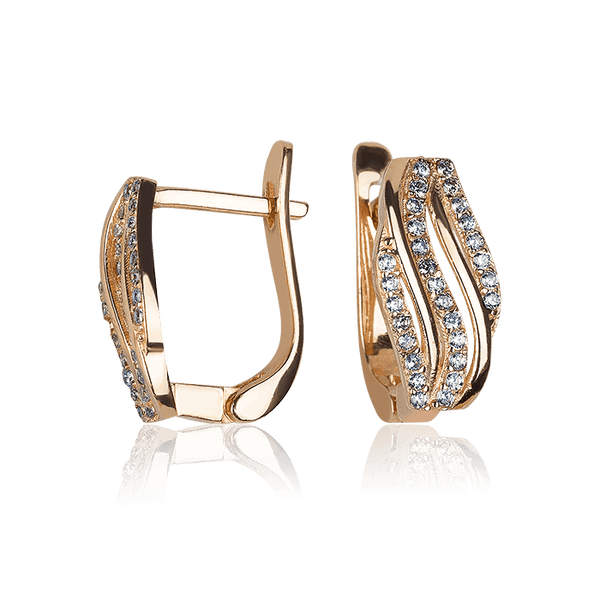 Женские золотые серьги Волна инкрустированные фианитами 032199 детальное изображение ювелирного изделия Золотые серьги с фианитом Женские золотые серьги Волна инкрустированные фианитами 032199 детальное изображение ювелирного изделия Золотые серьги с фианитом