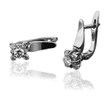 обзорное фото Серьги из белого золота с бриллиантами 023137  Золотые серьги с бриллиантами