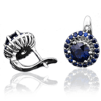 обзорное фото Серьги из белого золота с сапфирами 023145 Золотые серьги с сапфиром обзорное фото Серьги из белого золота с сапфирами 023145  Золотые серьги с сапфиром