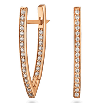 обзорное фото Серьги стрелы из красного золота с фианитами 034245  Золотые серьги