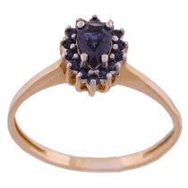 обзорное фото Золотое кольцо с сапфирами 11640  Золотые кольца с сапфиром