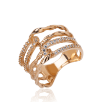 обзорное фото Женское кольцо из красного золота с фианитами 031486  Золотые кольца с фианитом