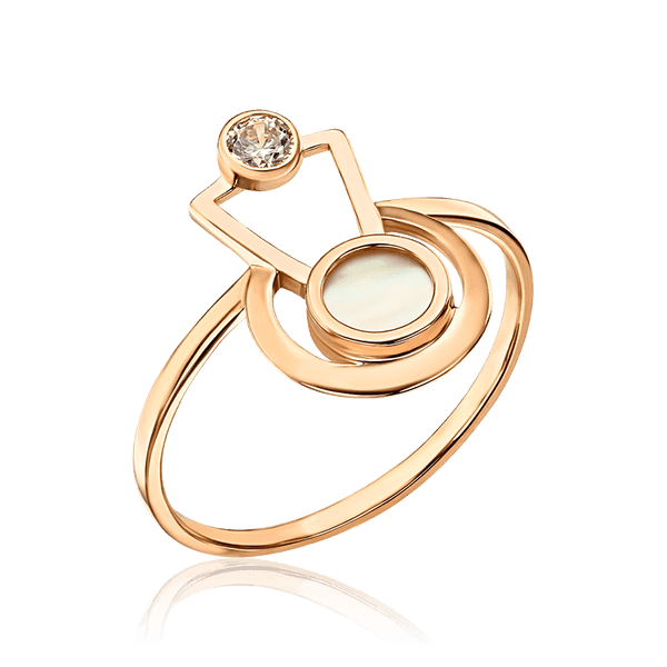 Золотое кольцо с перламутром и фианитом 035291 детальное изображение ювелирного изделия Золотые кольца Золотое кольцо с перламутром и фианитом 035291 детальное изображение ювелирного изделия Золотые кольца
