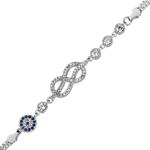обзорное фото Серебряный браслет Бесконечность с фианитами 027287 Серебряные женские браслеты обзорное фото Серебряный браслет Бесконечность с фианитами 027287  Серебряные женские браслеты
