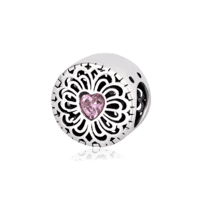 обзорное фото Серебряный подвес-шарм с розовым фианитом 026325  Серебряные подвесы-шармы (бусины)