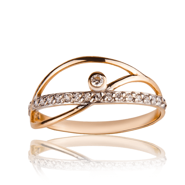 Золота каблучка з фіанітами 029507 детальне зображення ювелірного виробу Золота каблучка з фіанітами 029507 детальне зображення ювелірного виробу