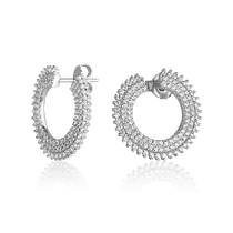 обзорное фото Серебряные серьги-гвоздики с фианитами 027375 Серебряные серьги с камнями обзорное фото Серебряные серьги-гвоздики с фианитами 027375  Серебряные серьги с камнями