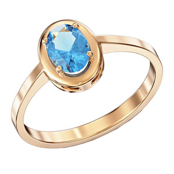 Золота каблучка з блакитним овальним топазом небесного кольору 040262 детальне зображення ювелірного виробу Золота каблучка з блакитним овальним топазом небесного кольору 040262 детальне зображення ювелірного виробу