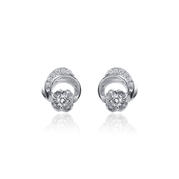 Серьги пуссеты из белого золота Цветочки с бриллиантами 029848 детальное изображение ювелирного изделия Золотые серьги Серьги пуссеты из белого золота Цветочки с бриллиантами 029848 детальное изображение ювелирного изделия Золотые серьги