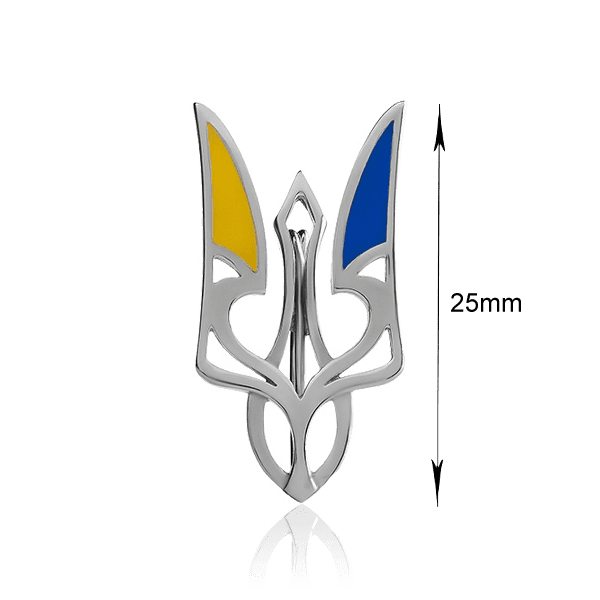 Серебряный значок Герб Украины с эмалью 660079С фото Серебряный значок Герб Украины с эмалью 660079С фото