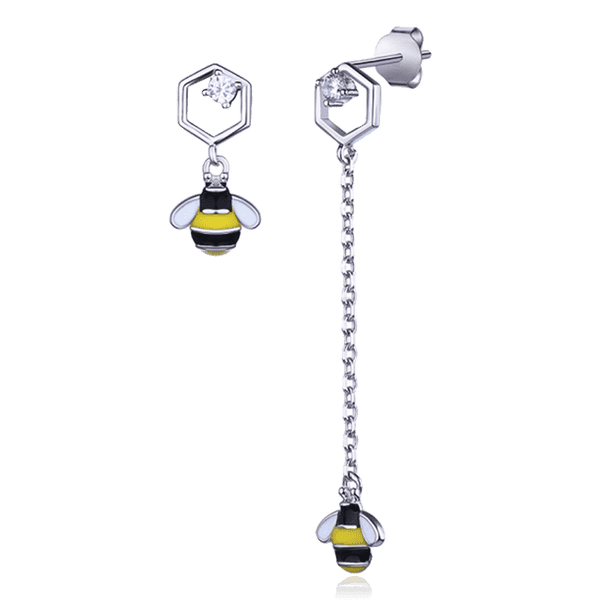 Ассиметричные серебряные серьги Пчелки 031144 детальное изображение ювелирного изделия Серебряные серьги с камнями Ассиметричные серебряные серьги Пчелки 031144 детальное изображение ювелирного изделия Серебряные серьги с камнями