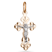 обзорное фото Маленький православный крест Спаси и Сохрани в красном и белом золоте 039492 Золотые крестики православные обзорное фото Маленький православный крест Спаси и Сохрани в красном и белом золоте 039492  Золотые крестики православные