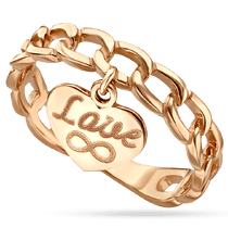 обзорное фото Золотое кольцо в виде цепочки с подвеской Сердце 036933 Кольца оригинальные из золота обзорное фото Золотое кольцо в виде цепочки с подвеской Сердце 036933  Кольца оригинальные из золота