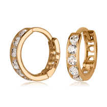 обзорное фото Золотые серьги с фианитами 025761 Серьги с камнями обзорное фото Золотые серьги с фианитами 025761  Серьги с камнями