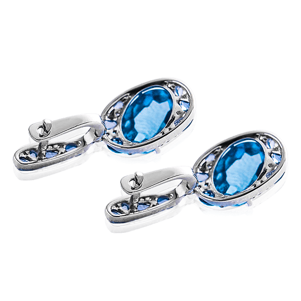 Золотые серьги с лондом топазом сапфирами и бриллиантами Золотые серьги с лондом топазом сапфирами и бриллиантами