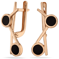 обзорное фото Серьги золотые в стильном дизайне с агатом 034919 Золотые серьги обзорное фото Серьги золотые в стильном дизайне с агатом 034919  Золотые серьги