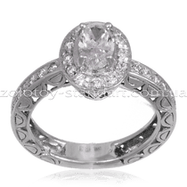 обзорное фото Кольцо из белого золота с бриллиантами R0109  Золотые кольца с бриллиантами