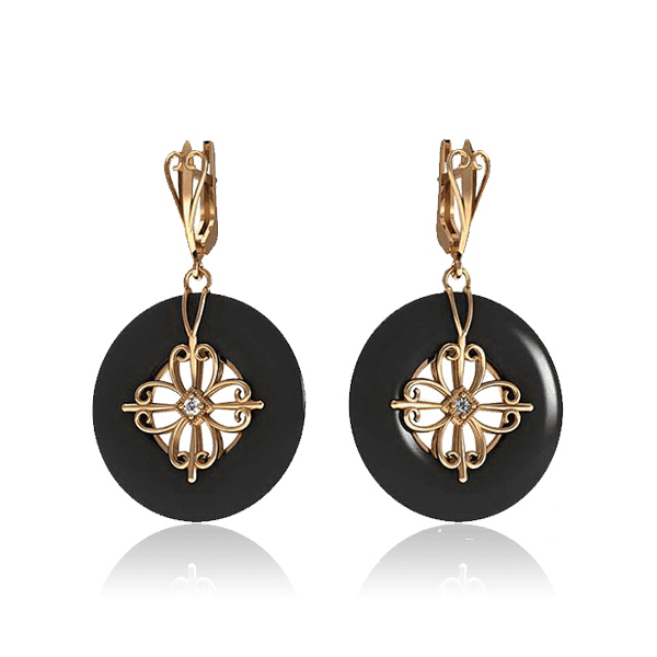 Золотые серьги подвески с агатом с фианитами 029045 детальное изображение ювелирного изделия Золотые серьги с агатом Золотые серьги подвески с агатом с фианитами 029045 детальное изображение ювелирного изделия Золотые серьги с агатом