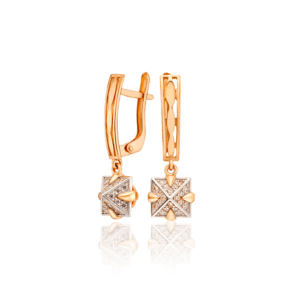 Сережки золотые экстравагантные Пирамида с фианитами 033597 детальное изображение ювелирного изделия Золотые серьги Сережки золотые экстравагантные Пирамида с фианитами 033597 детальное изображение ювелирного изделия Золотые серьги