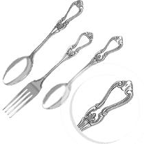 обзорное фото Серебряный набор столовых приборов на одну персону, ложка, вилка, чайная ложка 038201 Наборы столового серебра обзорное фото Серебряный набор столовых приборов на одну персону, ложка, вилка, чайная ложка 038201  Наборы столового серебра