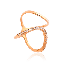 обзорное фото Фаланговое кольцо с камнями в красном золоте 032682 Золотые кольца обзорное фото Фаланговое кольцо с камнями в красном золоте 032682  Золотые кольца