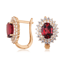 обзорное фото Золотые серьги с гранатом 591578 Золотые серьги с гранатом обзорное фото Золотые серьги с гранатом 591578  Золотые серьги с гранатом